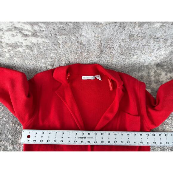 Liz Claiborne Petites Size P Cotton Blend Cardigan Sweater Red Button Pockets - Picture 7 of 10